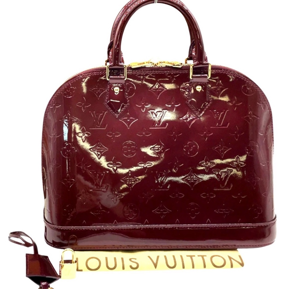 ✨ FULL SET ✨ Louis Vuitton Alma PM Monogram Vernis - Rouge Fauviste - Picture 2 of 16